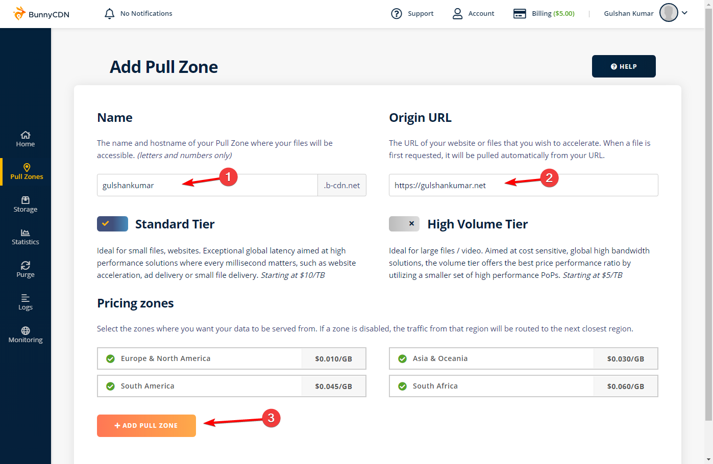 Adding a Pull zone