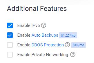 enable ipv6 and automatic backup vultr