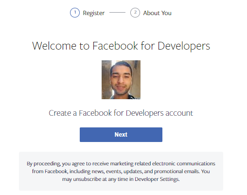 Create a Facebook Developer account