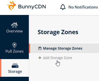 add bunnycdn storage zone