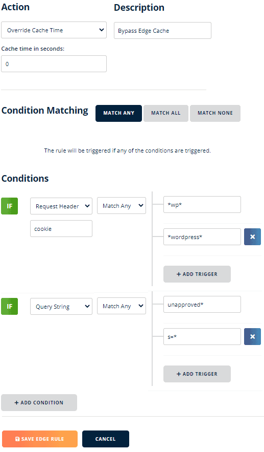 edge cache rule