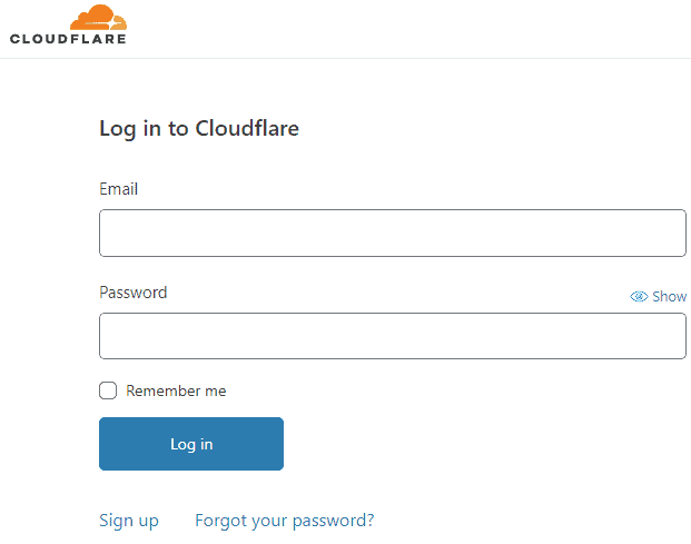 Sign up Cloudflare