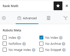 noindex search results page