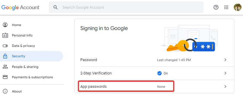 create google app password