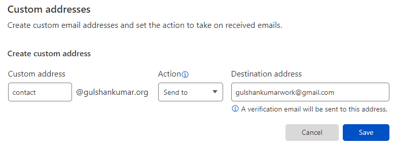 creating custom address email
