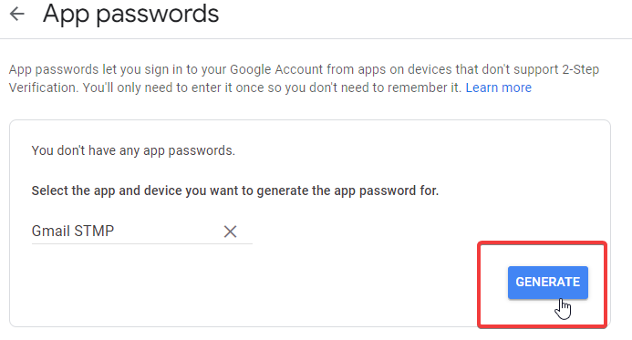 generate App Password